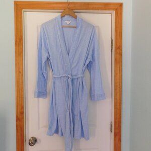 Charter Club Women's Robe Cottom‎ Robe Blue Floral Attached tie Long Sleeve 2X